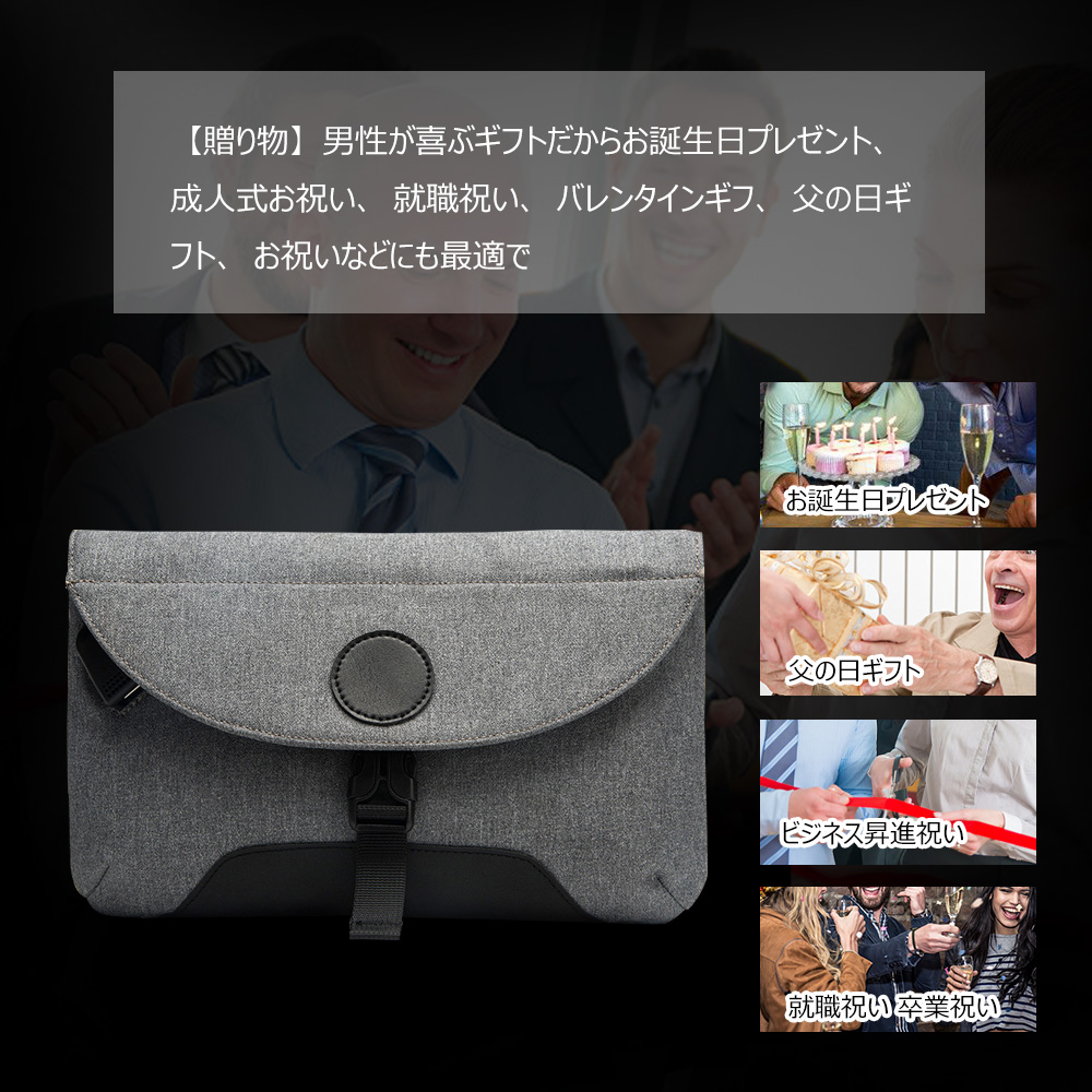 Whatnaショルダーバッグ メンズ 斜めがけ ボディバッグ B5 薄い ipad 9.7収納可 usbポート付き オックスフォード布 防水 耐磨耗 ビジネスバッグ 小さい 肩掛け バッグ 男性用 紳士用 グレー 5