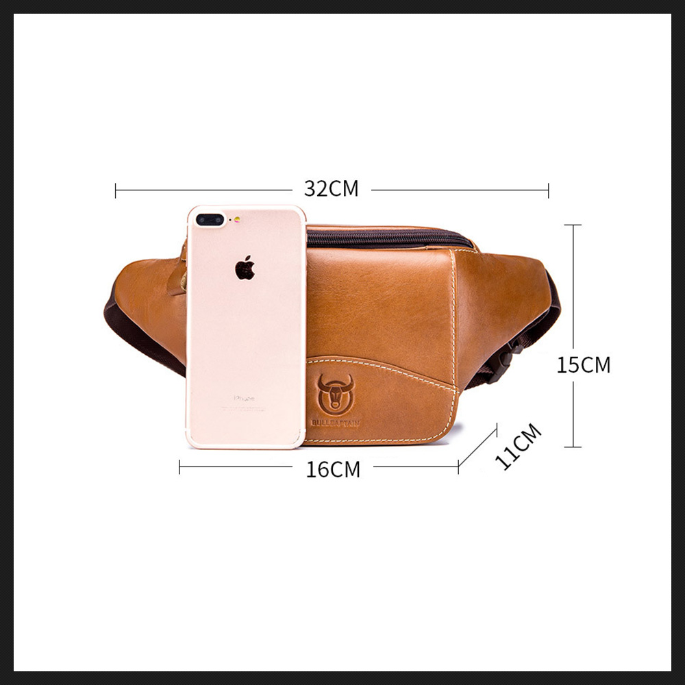 Whatna牛革 ウエストポーチ ウエストバッグ メンズ ミニショルダーバッグ 男女兼用 厚手 本革 斜めがけ ボディバッグ ワンショルダー 軽量 黒 ブラウン002 2