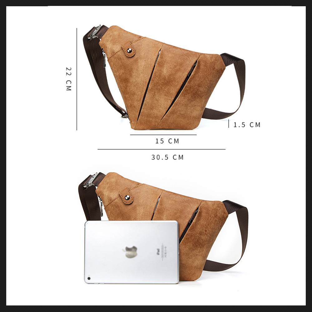 Whatna 斜めがけ ボディバッグ ワンショルダー メンズ ショルダーバック 本革 牛革 黒 ブラウン 茶 6353 3