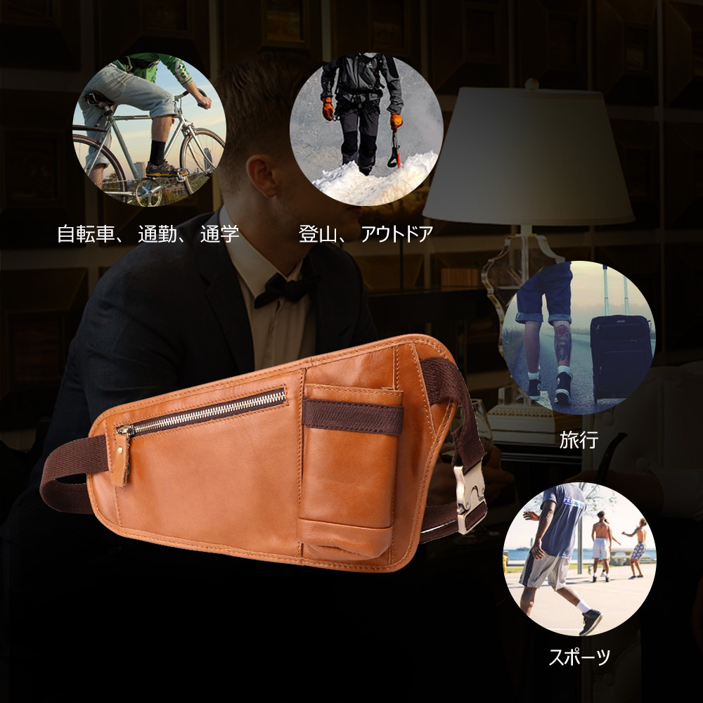 Whatna 斜めがけ ボディバッグ ワンショルダー メンズ ショルダーバック 本革 牛革 ブラウン 茶色 6450 10