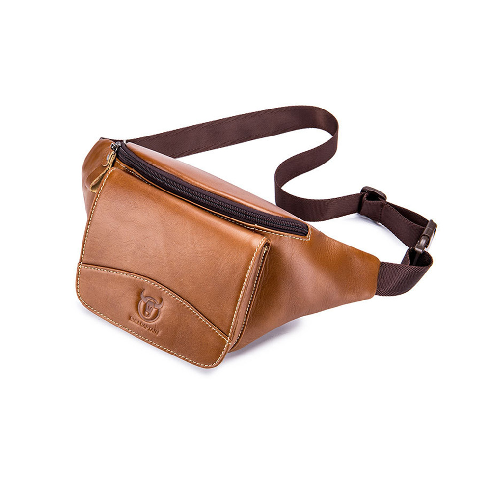 Whatna牛革 ウエストポーチ ウエストバッグ メンズ ミニショルダーバッグ 男女兼用 厚手 本革 斜めがけ ボディバッグ ワンショルダー 軽量 黒 ブラウン002 1