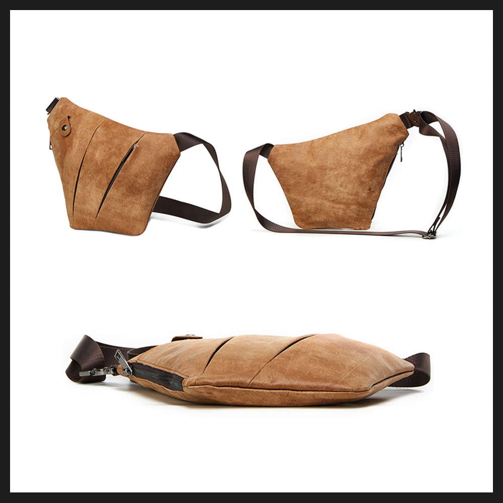 Whatna 斜めがけ ボディバッグ ワンショルダー メンズ ショルダーバック 本革 牛革 黒 ブラウン 茶 6353 4