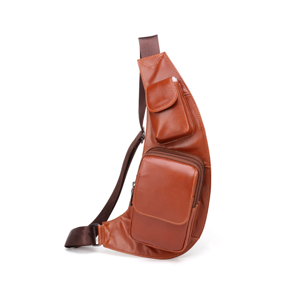 Whatna 斜めがけ ボディバッグ ワンショルダー メンズ ショルダーバック 本革 牛革  ブラウン  茶色 6454 0