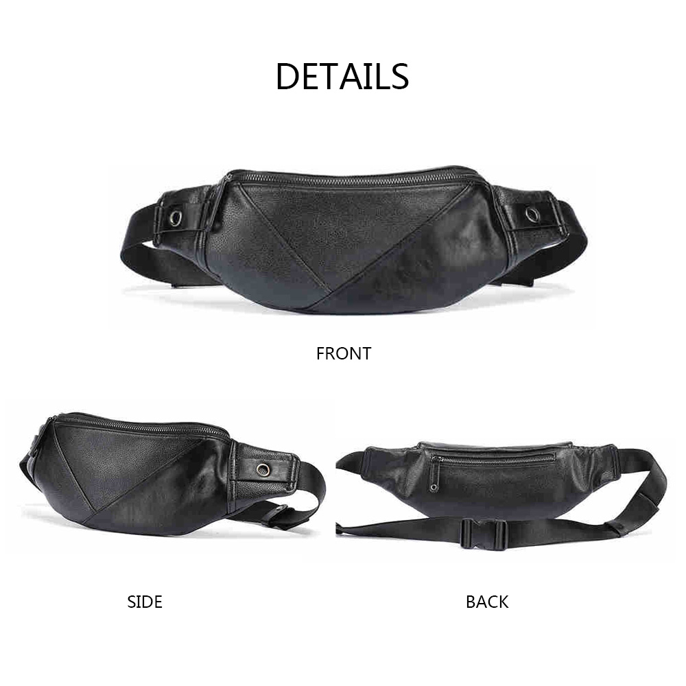 Whatna 3way 革 ボディバッグ・ワンショルダーバッグ メンズ ウエストバッグ  斜め掛け 軽量 スポーツバッグ 撥水 レザー バッグ 自転車 サイクリング ツーリング アウトドア 遠足 旅行 通勤 通学 黒 ブラウン(1761+7) 0