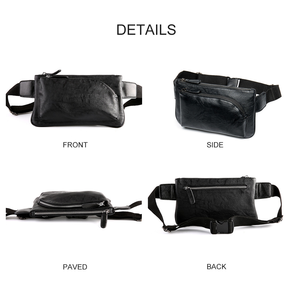 Whatna 3way 革 ボディバッグ・ワンショルダーバッグ メンズ ウエストバッグ  斜め掛け 軽量 スポーツバッグ 撥水 レザー バッグ ipadmini収納可 自転車 サイクリング ツーリング アウトドア 遠足 旅行 通勤 通学 8076-黒 ブラウン 0