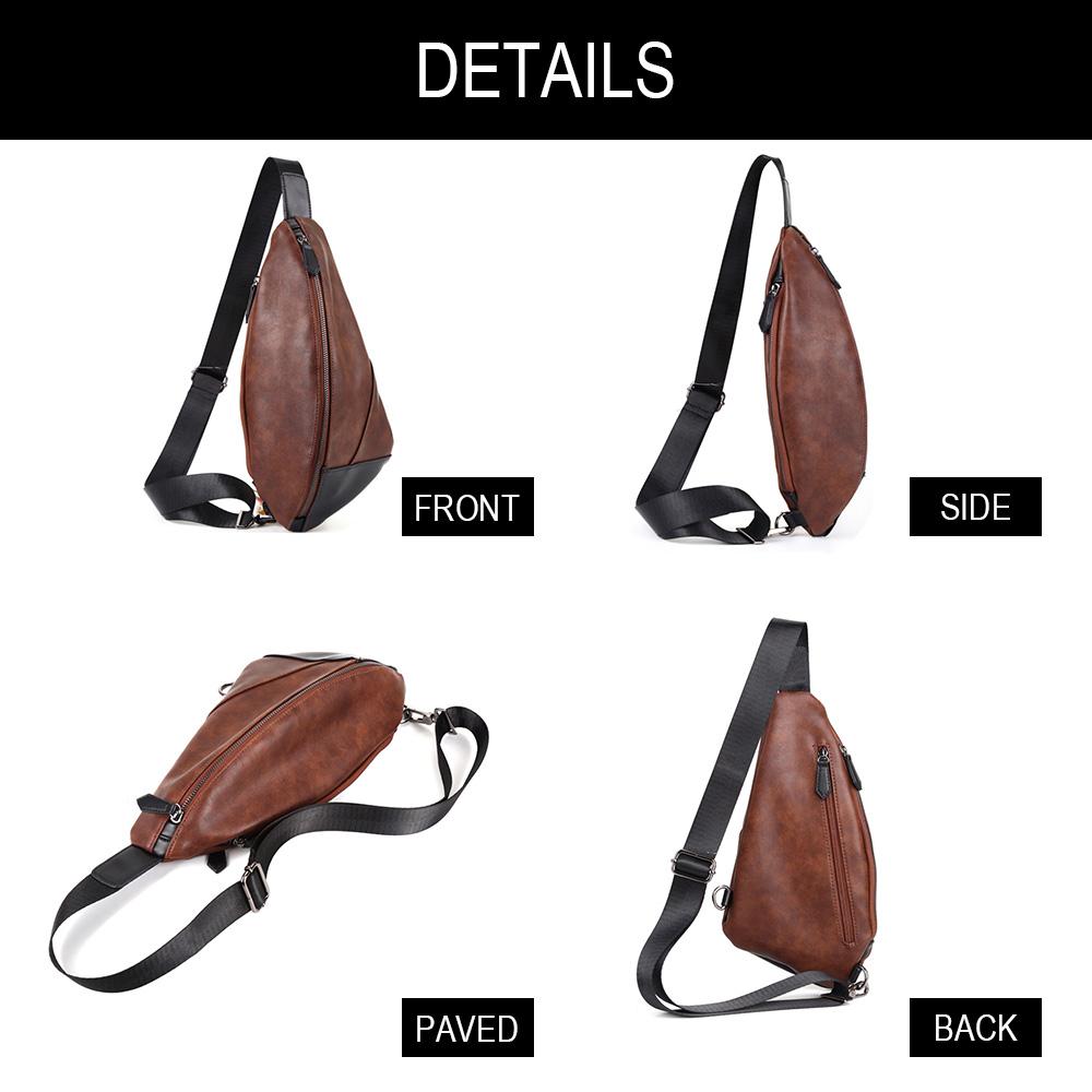 Whatna 2way 革 ボディバッグ・ワンショルダーバッグ メンズ  斜め掛け ipad収納可 軽量 スポーツバッグ 撥水 レザー バッグ 自転車 サイクリング ツーリング アウトドア 遠足 旅行 通勤 通学 黒 ブラウン(1777) 2