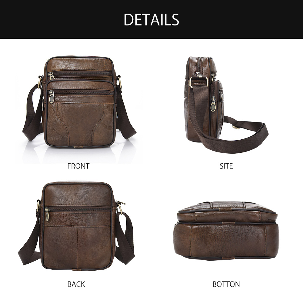 whatna牛革ミニショルダーバッグ 縦型 メンズ ポシェット ポーチ 本革 軽量 小型 小さめ人気型 耐久性メッセンジャーバッグ レザー 斜め掛け ビジネス 通学 通勤鞄 軽量 実用 自転車 かばん男性用 ブラウン 黒8206 5