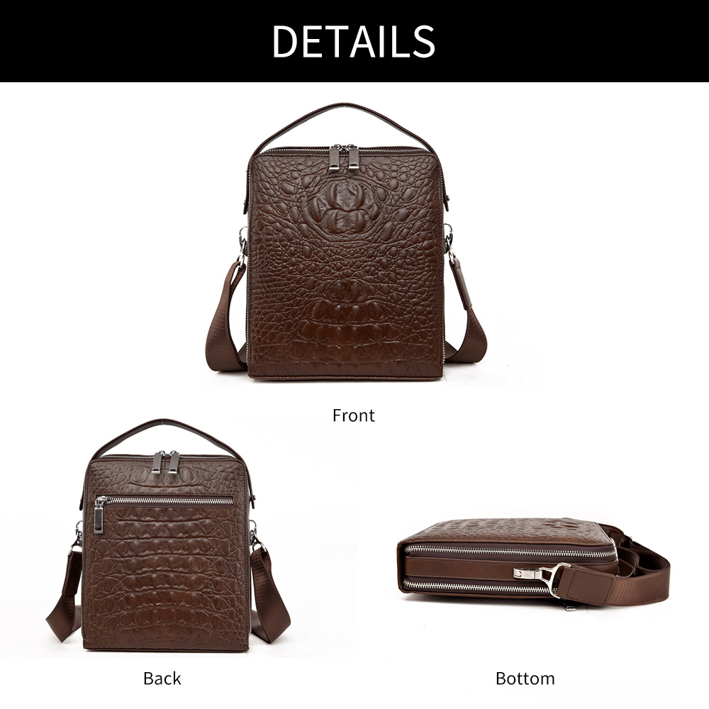 whatnaショルダーバッグ メンズ ポシェット縦型 手提げ・ショルダーの2WAY  8枚カード収納  2室式で大容量 メッセンジャーバッグ 小さめ ビジネス 通学 通勤鞄 黒 ブラウン ブルー（8802） 2