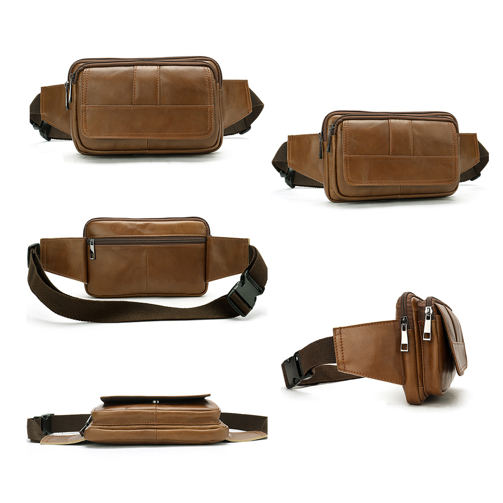 Whatna牛革 ウエストポーチ ウエストバッグ メンズ レディース 男女兼用 斜めがけ ボディバッグ ワンショルダー 本革 軽量 黒 ブラウン 8399 1