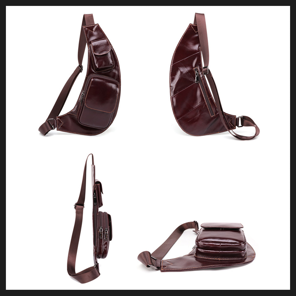 Whatna 斜めがけ ボディバッグ ワンショルダー メンズ ショルダーバック 本革 牛革  ブラウン  茶色 6454 2