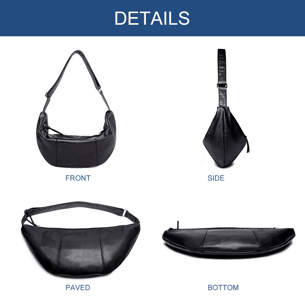 Whatna 2way 革 ボディバッグ・ワンショルダーバッグ メンズ  斜め掛け 13インチワイド PC 収納可 軽量 スポーツバッグ 撥水 レザー バッグ 自転車 サイクリング ツーリング アウトドア 遠足 旅行 通勤 通学 黒（633） 1