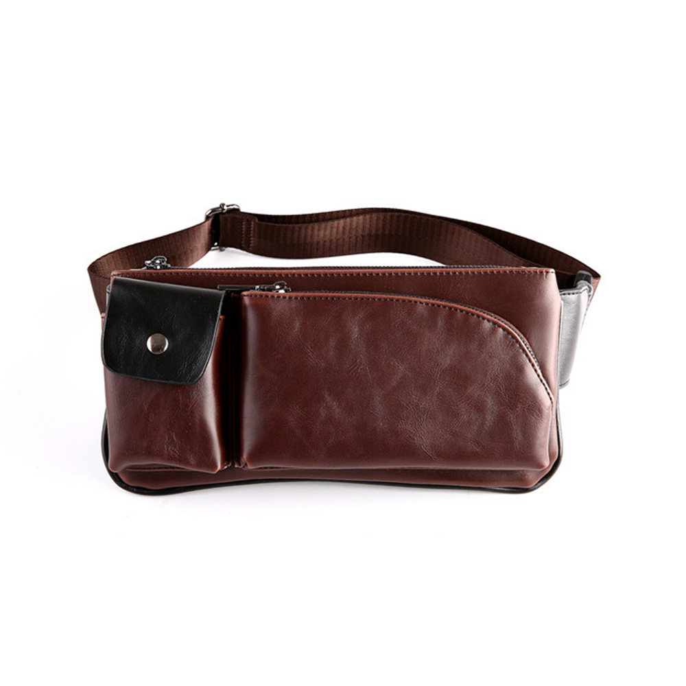 Whatna 3way 革 ボディバッグ・ワンショルダーバッグ メンズ ウエストバッグ  斜め掛け 軽量 スポーツバッグ 撥水 レザー バッグ 自転車 サイクリング ツーリング アウトドア 遠足 旅行 通勤 通学 黒 ブラウン(001F) 1