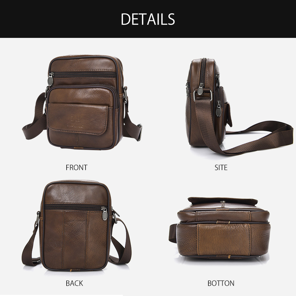 whatna牛革ミニショルダーバッグ 縦型 メンズ ポシェット ポーチ 本革 軽量 小型  小さめ人気型 耐久性メッセンジャーバッグ レザー 斜め掛け ビジネス 通学 通勤鞄 軽量 実用 自転車 かばん男性用 ブラウン 772 5