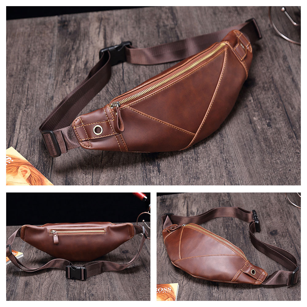 Whatna 3way 革 ボディバッグ・ワンショルダーバッグ メンズ ウエストバッグ 斜め掛け 軽量 スポーツバッグ 撥水 皮 バッグ 自転車 サイクリング ツーリング 遠足 旅行 通勤 通学 黒(K6935) 12