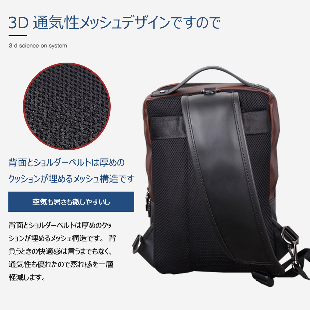 Whatnaボディバッグ・ワンショルダーバッグ メンズ レディース 斜め掛け 左右肩がけ対応 IPAD A4サイズ収納可能 軽量 撥水 ラウン 茶色(6561) 2