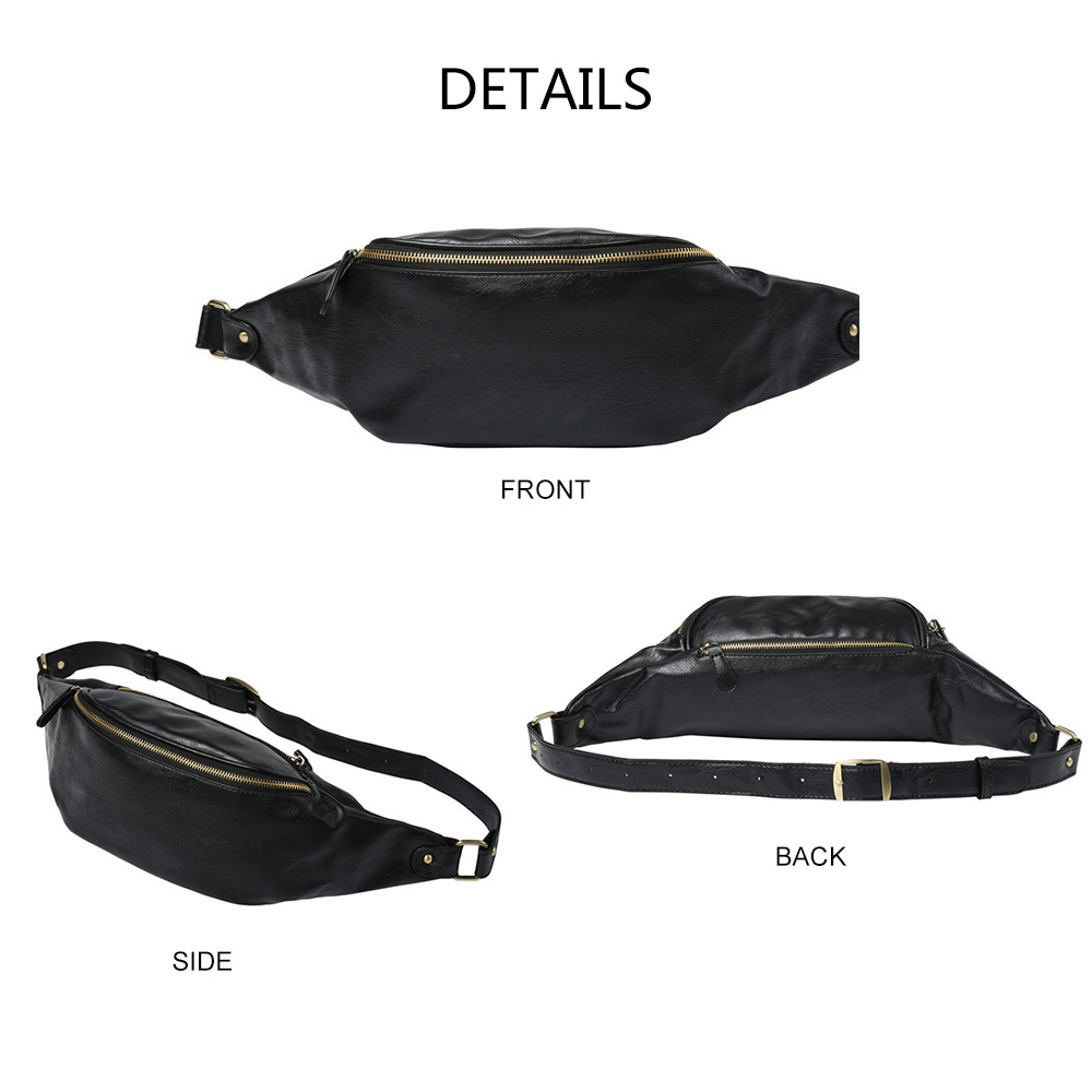 Whatna 3way 革 ボディバッグ・ワンショルダーバッグ メンズ ウエストバッグ  斜め掛け 軽量 スポーツバッグ 撥水 レザー バッグ 自転車 サイクリング ツーリング アウトドア 遠足 旅行 通勤 通学 916-黒 ブラウン 全2色 2