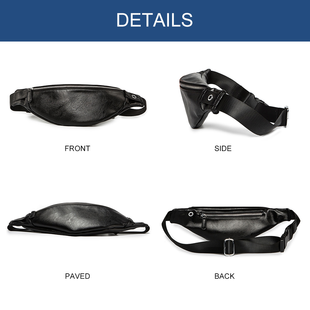Whatna 3way 革 ボディバッグ・ワンショルダーバッグ メンズ ウエストバッグ 斜め掛け 軽量 スポーツバッグ 撥水 皮 バッグ 自転車 サイクリング ツーリング 遠足 旅行 通勤 通学 黒(K6935) 0