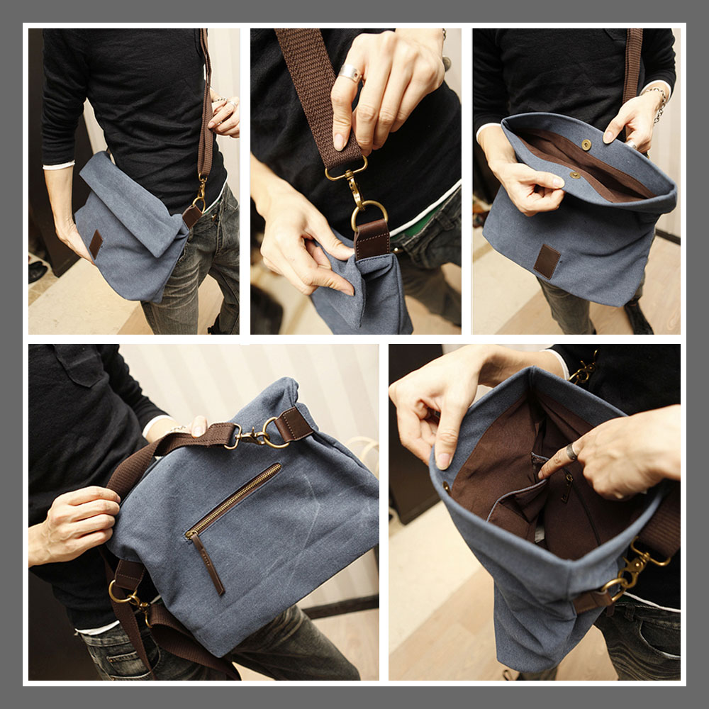 whatna帆布口折れショルダーバッグ メンズ ポシェット 人気型 耐久性 キャンバス メッセンジャーバッグ 斜め掛けA4サイズ対応  通学 通勤鞄 軽量 実用 自転車 かばん男性用 全4色  137 1