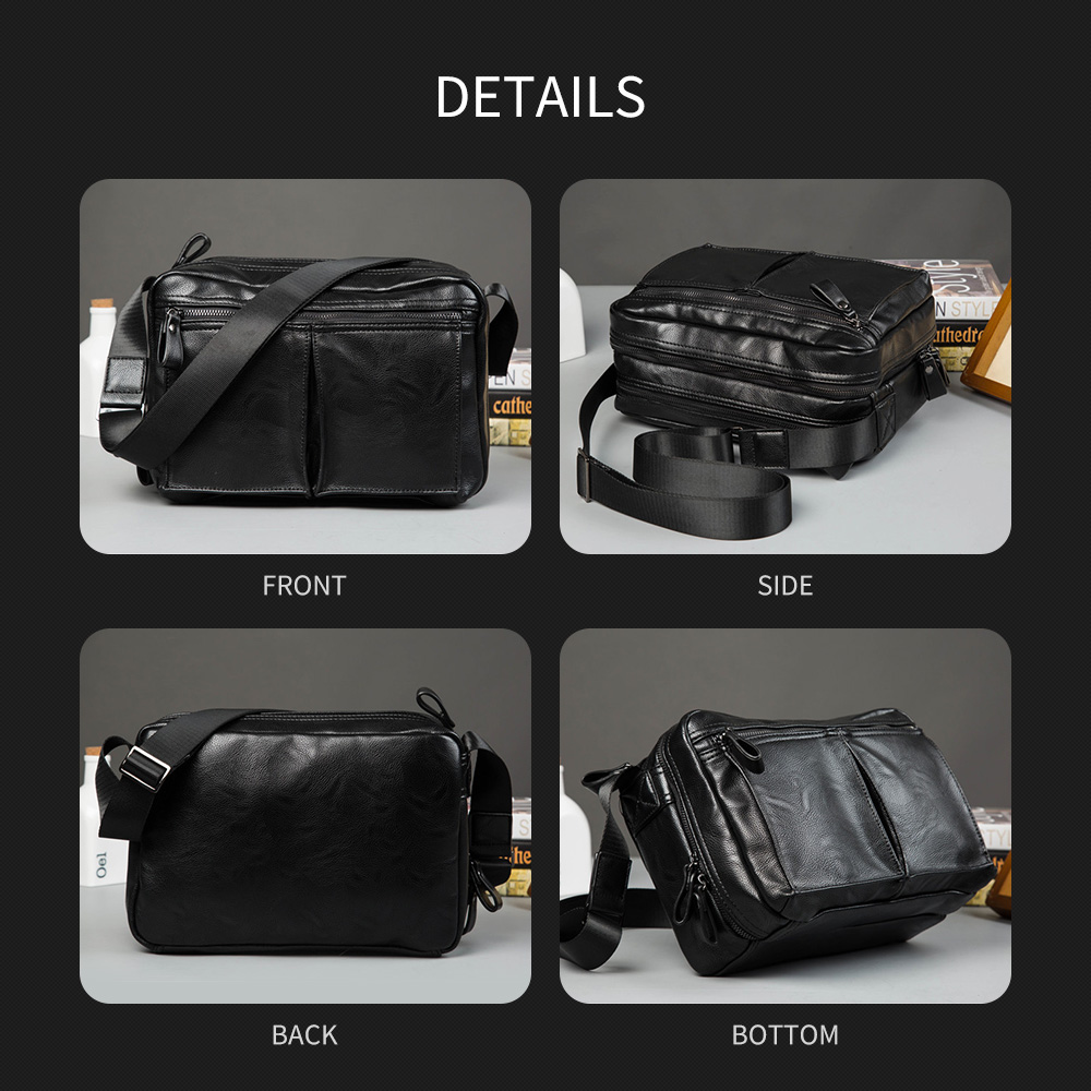 Whatnaショルダーバッグ メンズ メッセンジャーバッグ大容量 盗難防止 皮 革A4 サイズ 収納 通学 通勤鞄 軽量 実用 自転車 かばん男性用（6658） 1