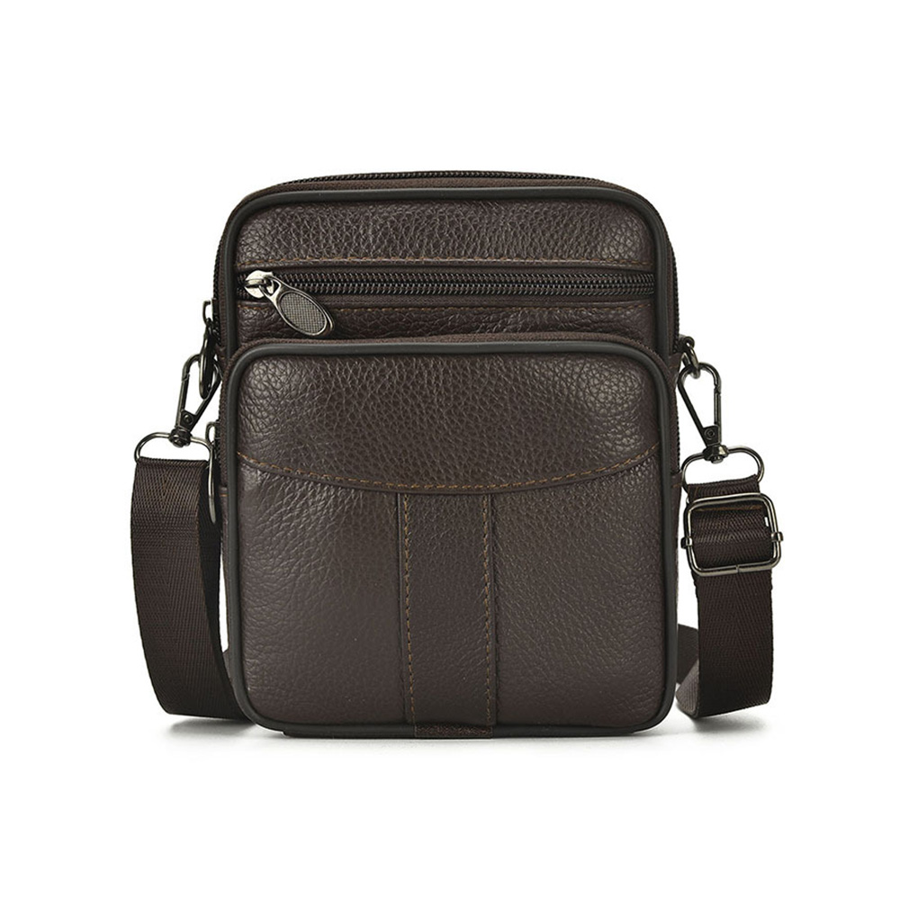 Whatna牛革ミニショルダーバッグ 縦型 メンズ ポシェット ショルダーミニポーチ 本革 軽量 小型 人気型 耐久性 小さめメッセンジャーバッグ 本皮  斜め掛け ビジネス 通学 通勤鞄 軽量 実用 自転車 かばん男性用 ブラウン 茶(202-204) 0