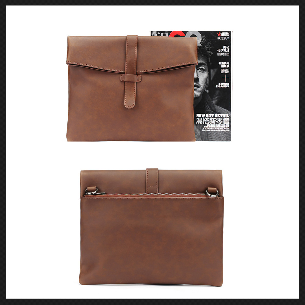 Whatna 口折れ ショルダーバッグ メンズ ポシェット人気型 耐久性 革 レザー 縦型 ビジネス バッグ メッセンジャーバッグ 斜め掛けブラウン茶色 (1077) 0