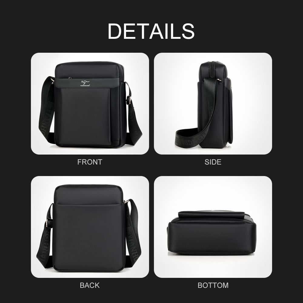 Whatna ショルダーバッグ メンズ メッセンジャーバッグ 縦型 9.7インチipad収納可 オックスフォード布 防水 耐磨耗 ビジネスバッグ 小さい 斜めがけ バッグ 男性用 紳士用 黒 ブラウン（021） 2