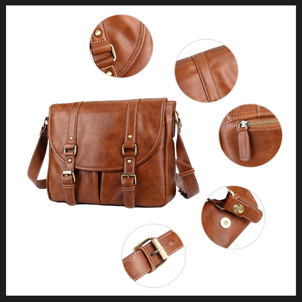 Whatnaショルダーバッグ メンズ メッセンジャーバッグ大容量 盗難防止 皮 革A4 サイズ 収納 通学 通勤鞄 軽量 実用 自転車 かばん男性用 ブラウン 黒（7705） 6