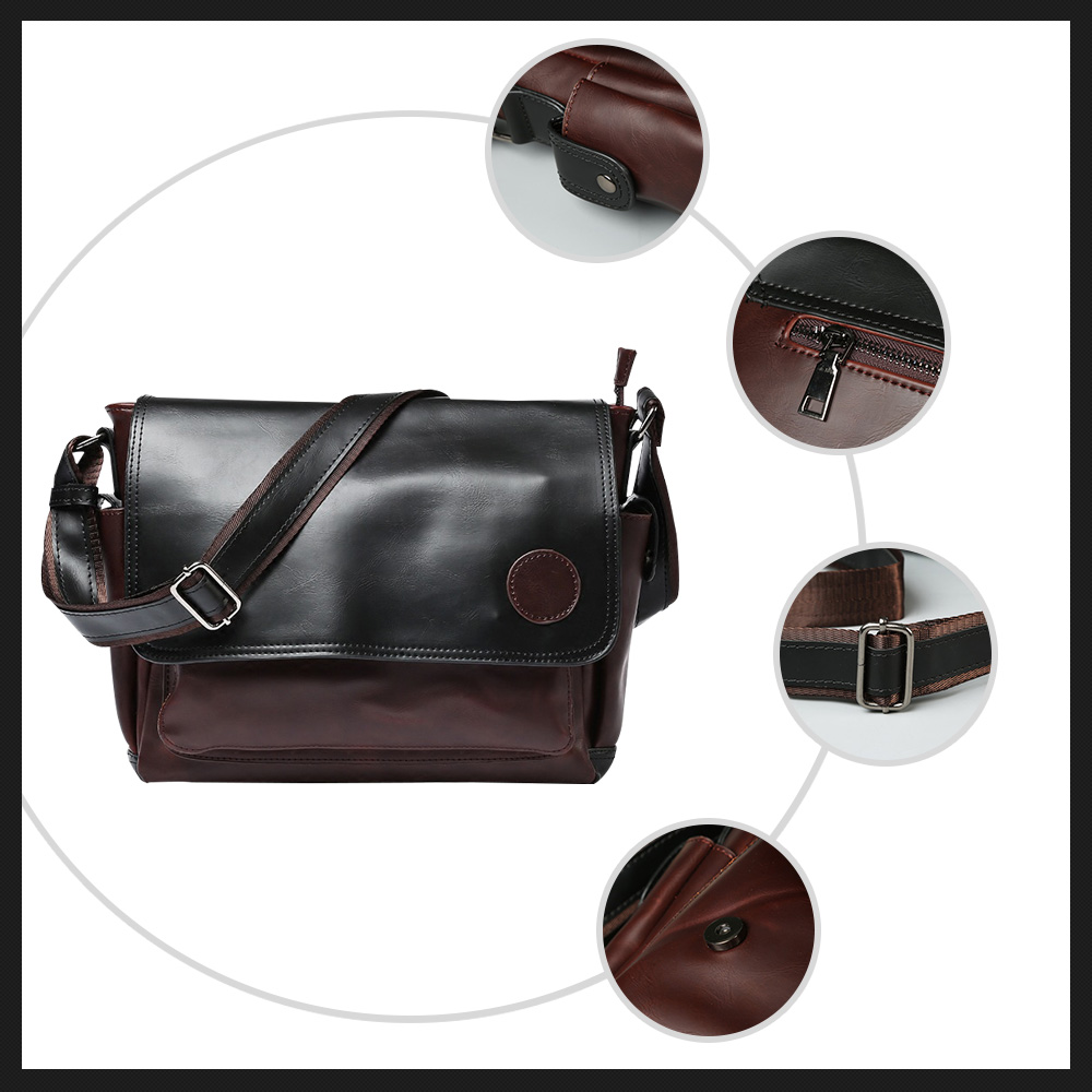 Whatnaショルダーバッグ メンズ メッセンジャーバッグ大容量 盗難防止 皮 革A4 サイズ 収納 通学 通勤鞄 軽量 実用 自転車 かばん男性用 ブラウン（8178） 3