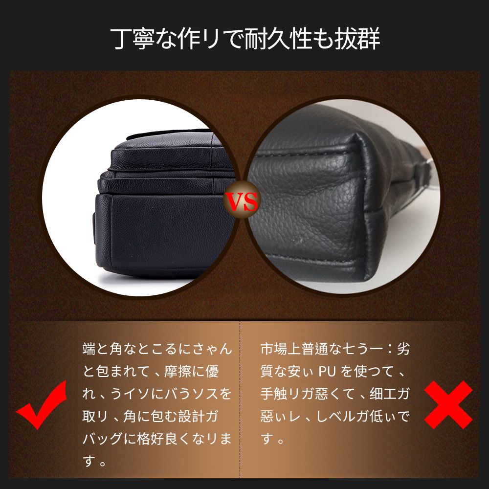 Whatna 2way牛革 ショルダーバッグ メンズ  ポシェット 本革 本皮 レザー 縦型 ビジネスバッグ メッセンジャーバッグ 斜め掛け iPad 収納約25*10*28cm黒ブラウン全2色（91201） 9