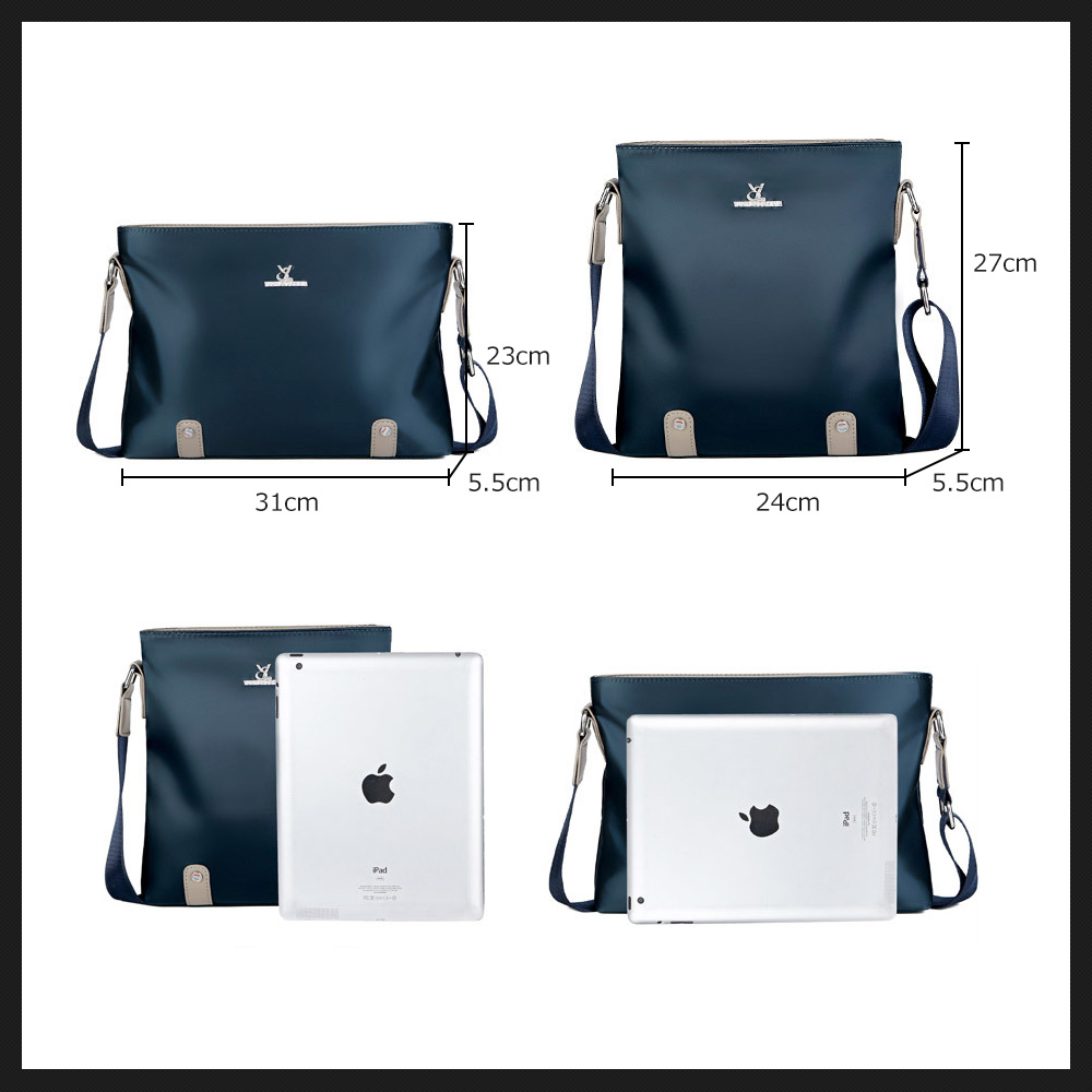 Whatna ショルダーバッグ メンズ メッセンジャーバッグ 縦型 横型 A4 B5 9.7インチipad収納可 オックスフォード布 防水 耐磨耗 ビジネスバッグ 小さい 斜めがけ バッグ 男性用 紳士用 黒 ブルー(3307) 1