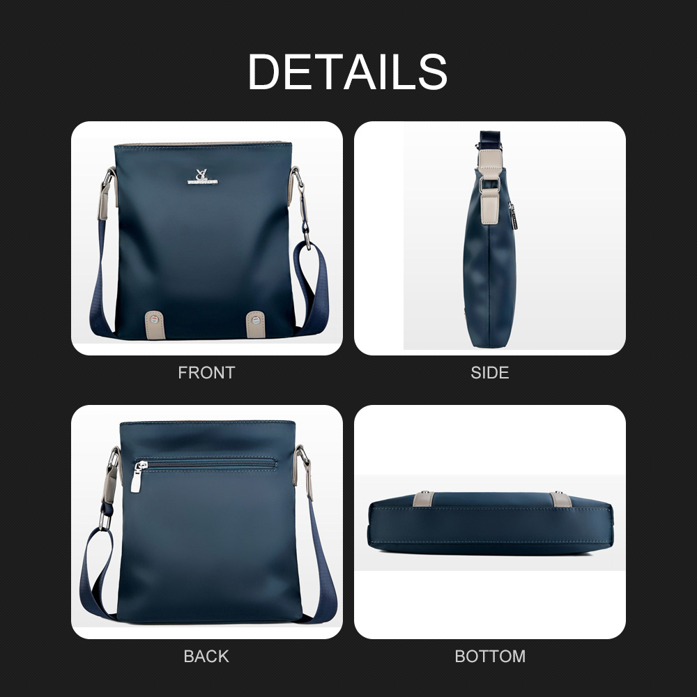 Whatna ショルダーバッグ メンズ メッセンジャーバッグ 縦型 横型 A4 B5 9.7インチipad収納可 オックスフォード布 防水 耐磨耗 ビジネスバッグ 小さい 斜めがけ バッグ 男性用 紳士用 黒 ブルー(3307) 2