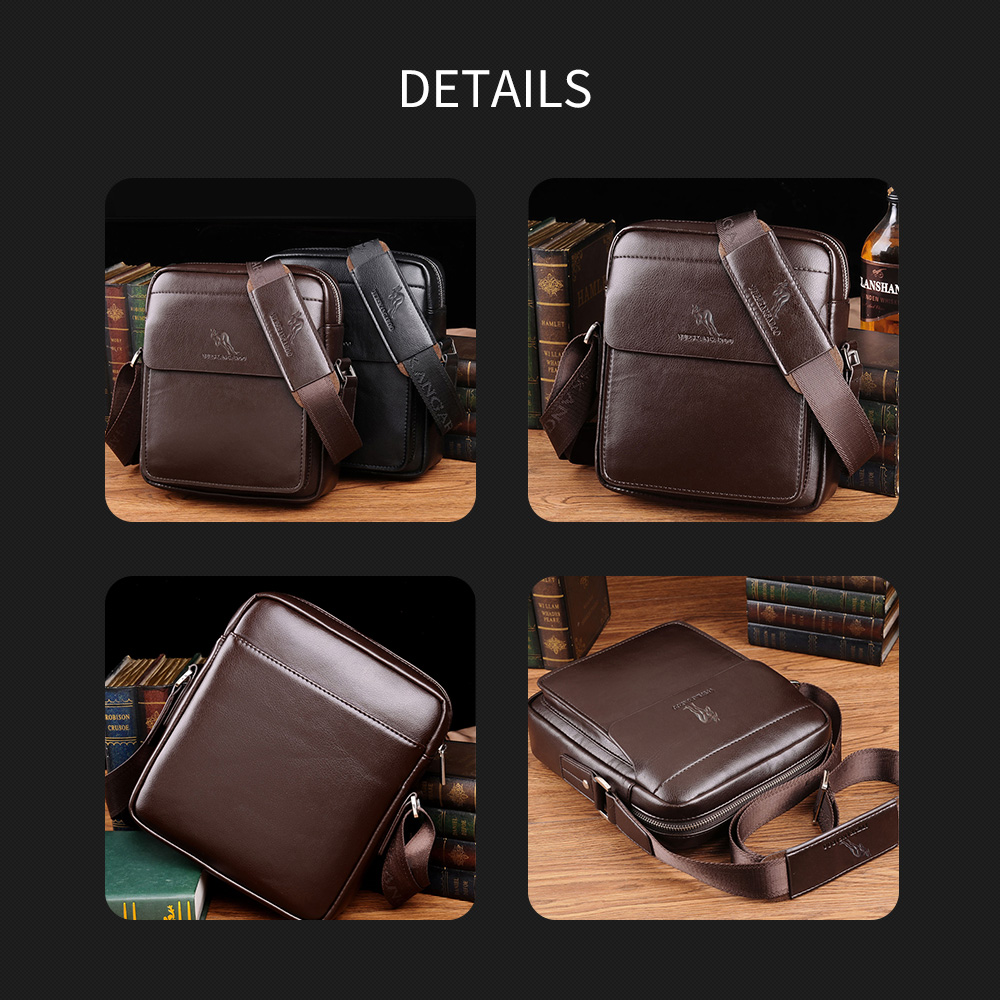 Whatna 2way革 ショルダーバッグ メンズ  ポシェット縦型iPad 収納可 人気型 耐久性 革 レザー 縦型 ビジネスバッグ メッセンジャーバッグ 斜め掛け黒 ブラック ブラウン全2色（HA-026） 1