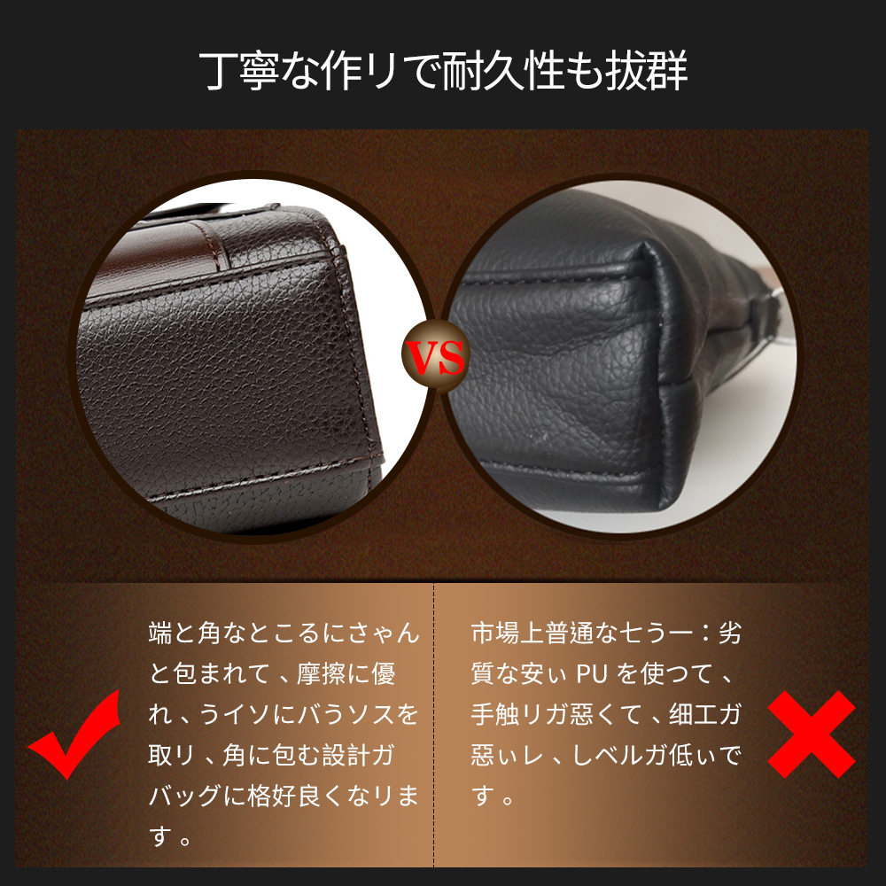 Whatna 2way革 ショルダーバッグ メンズ  ポシェット縦型iPad 収納可 人気型 耐久性 革 レザー 縦型 ビジネスバッグ メッセンジャーバッグ 斜め掛け黒 ブラック ブラウン全2色（HA-063） 8