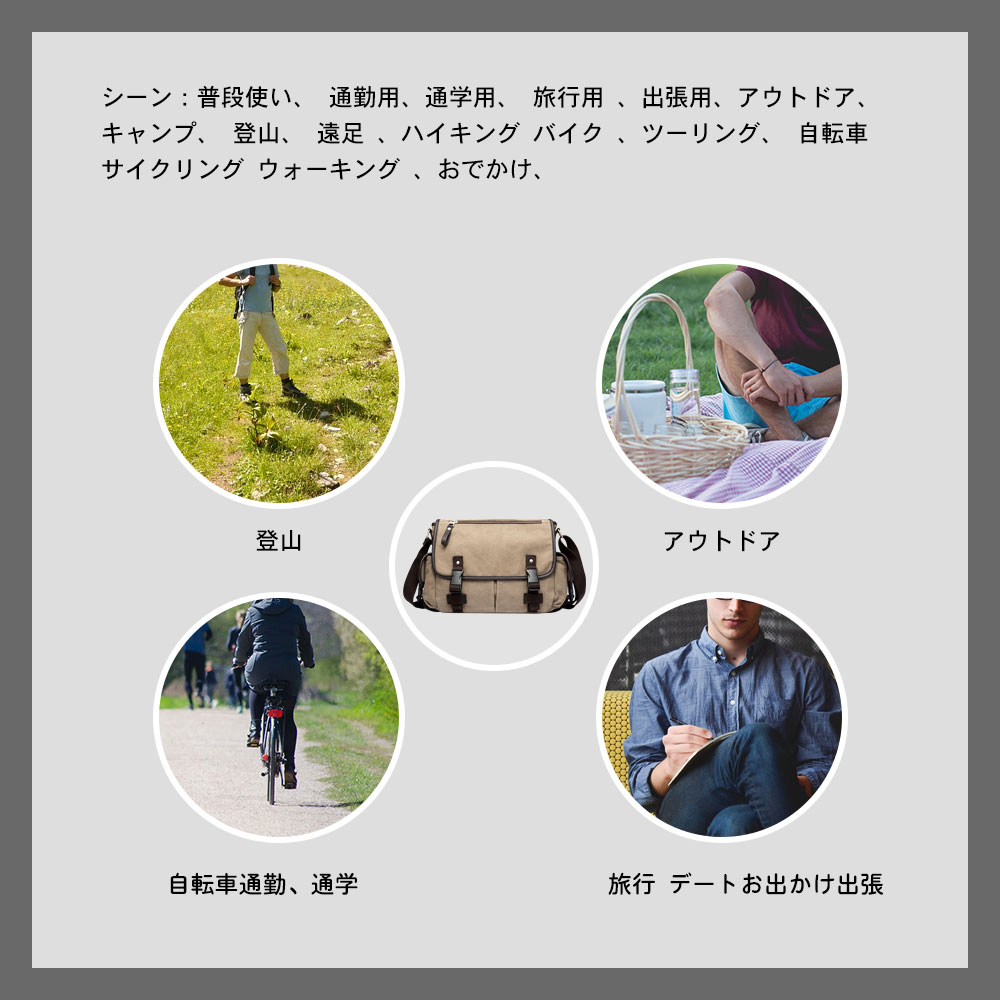 Whatna ショルダーバッグ メンズ メッセンジャーバッグ 帆布 A4 サイズ 収納 通学 通勤鞄 軽量 実用 自転車 かばん男性用（573） 12