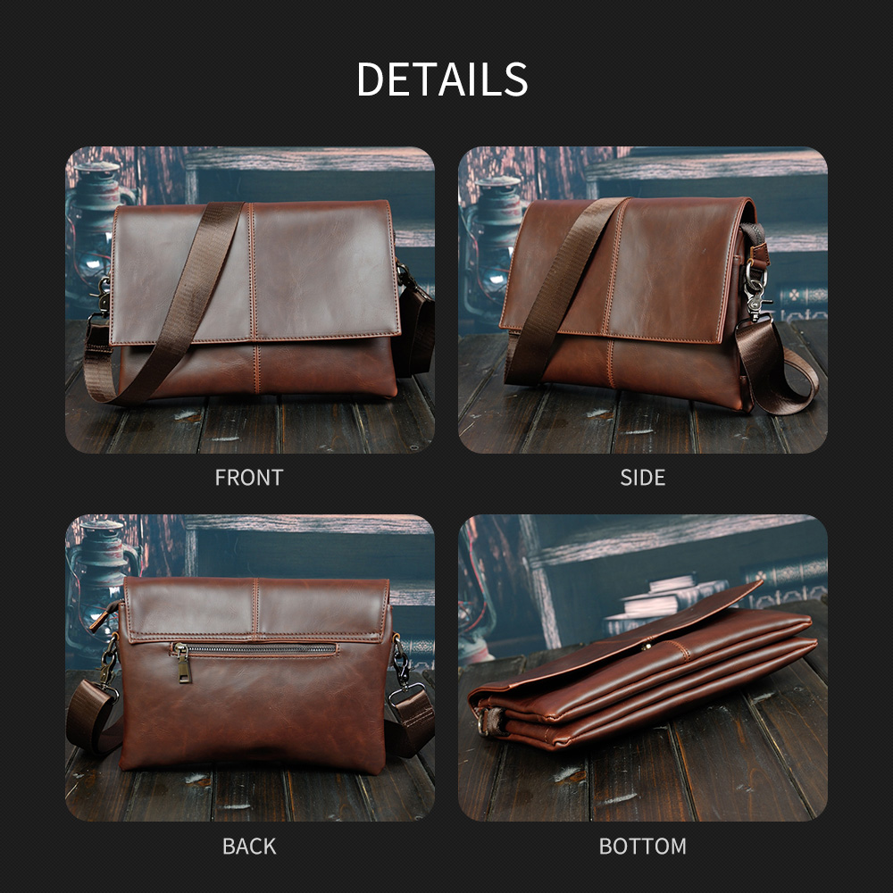 Whatna ショルダーバッグ メンズ メッセンジャーバッグ大容量 盗難防止 皮 革9.7インチIPAD収納可 サイズ 収納 通学 通勤鞄 軽量 実用 自転車 かばん男性用 ブラウン 黒(6132) 2