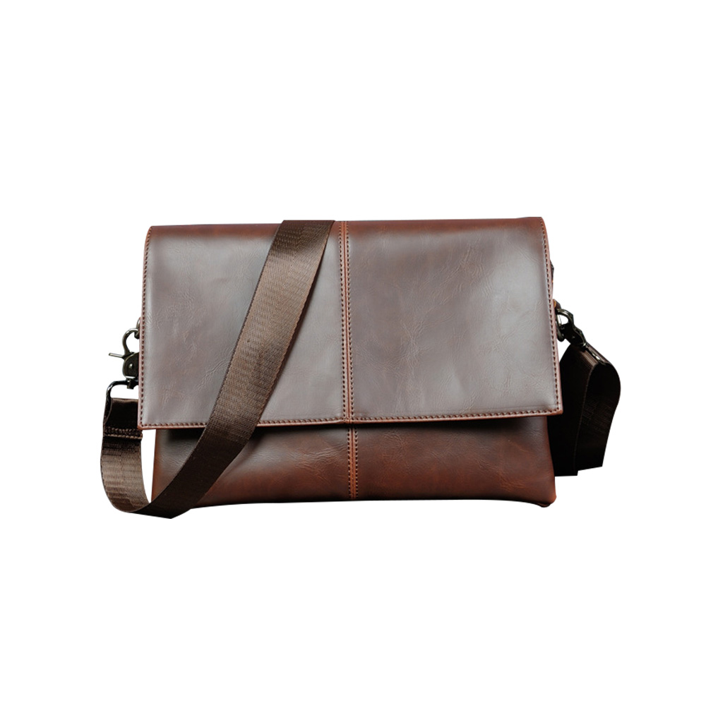 Whatna ショルダーバッグ メンズ メッセンジャーバッグ大容量 盗難防止 皮 革9.7インチIPAD収納可 サイズ 収納 通学 通勤鞄 軽量 実用 自転車 かばん男性用 ブラウン 黒(6132) 1