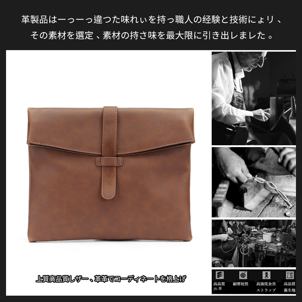 Whatna 口折れ ショルダーバッグ メンズ ポシェット人気型 耐久性 革 レザー 縦型 ビジネス バッグ メッセンジャーバッグ 斜め掛けブラウン茶色 (1077) 5