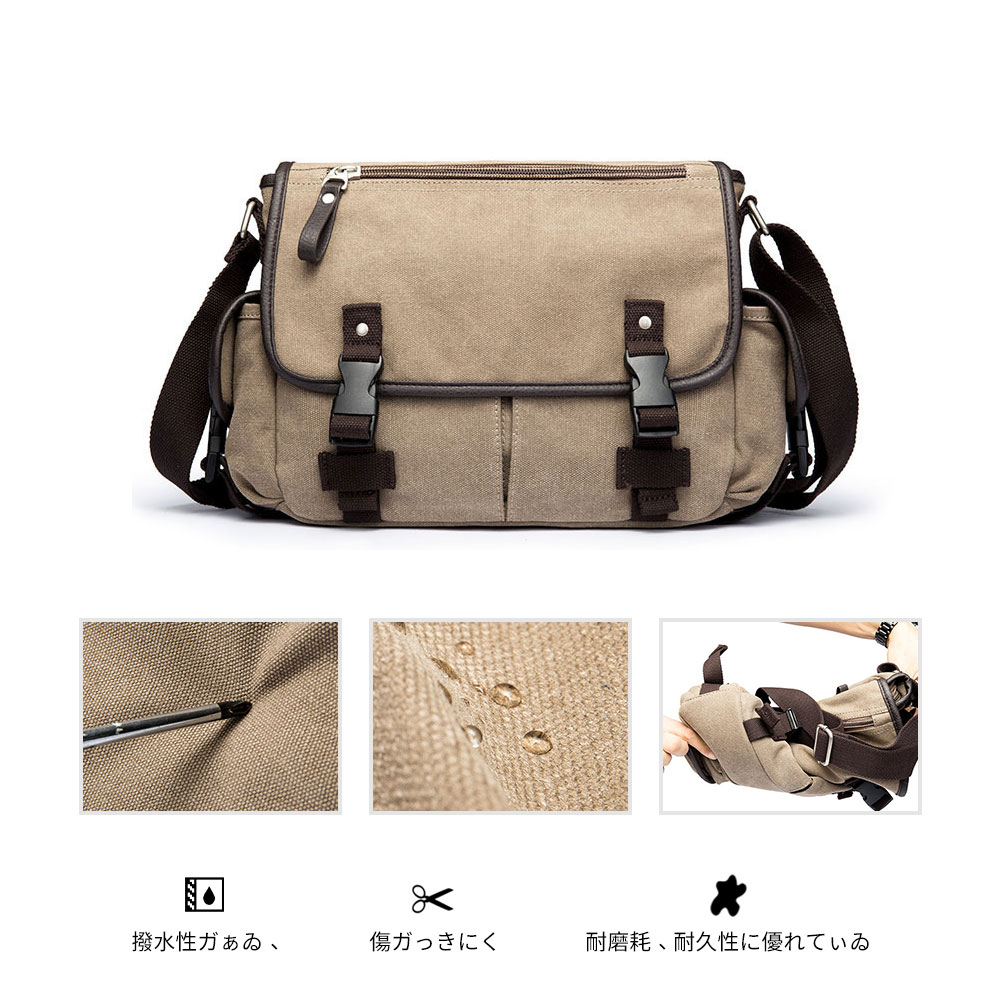 Whatna ショルダーバッグ メンズ メッセンジャーバッグ 帆布 A4 サイズ 収納 通学 通勤鞄 軽量 実用 自転車 かばん男性用（573） 6