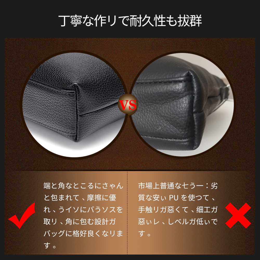 Whatna 2way革 ショルダーバッグ メンズ  ポシェット縦型iPad 収納可 人気型 耐久性 革 レザー 縦型 ビジネスバッグ メッセンジャーバッグ 斜め掛け黒 ブラック ブラウン全2色 5