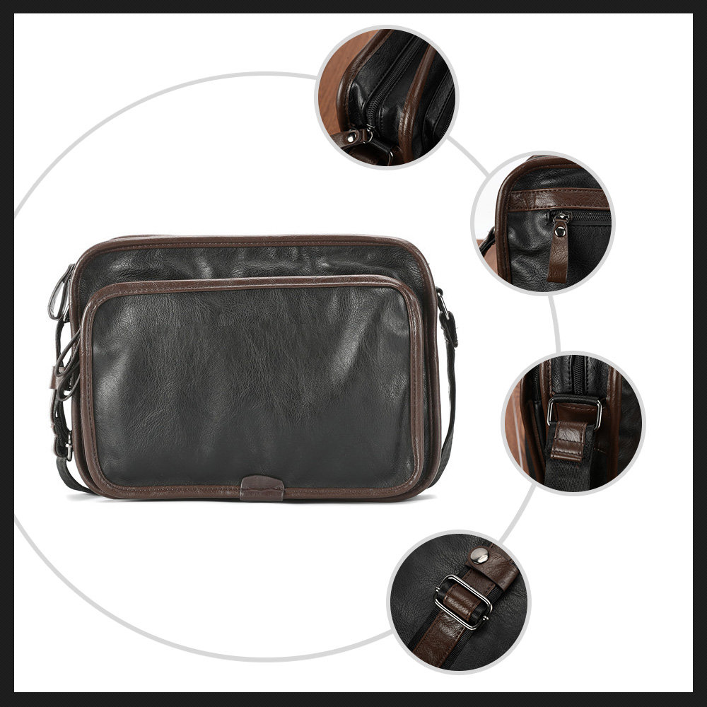 Whatna ショルダーバッグ メンズ メッセンジャーバッグ大容量 盗難防止 皮 革A4 サイズ 収納 通学 通勤鞄 軽量 実用 自転車 かばん男性用(6885) 2