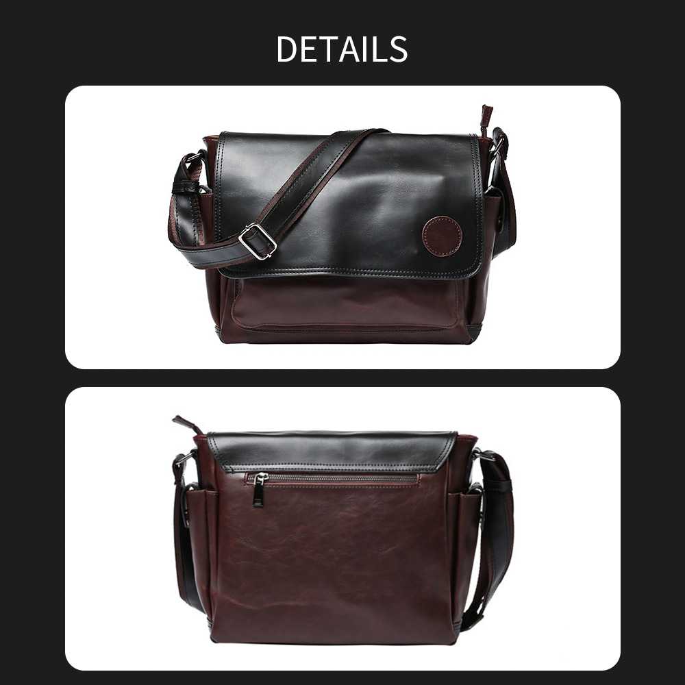 Whatnaショルダーバッグ メンズ メッセンジャーバッグ大容量 盗難防止 皮 革A4 サイズ 収納 通学 通勤鞄 軽量 実用 自転車 かばん男性用 ブラウン（8178） 0