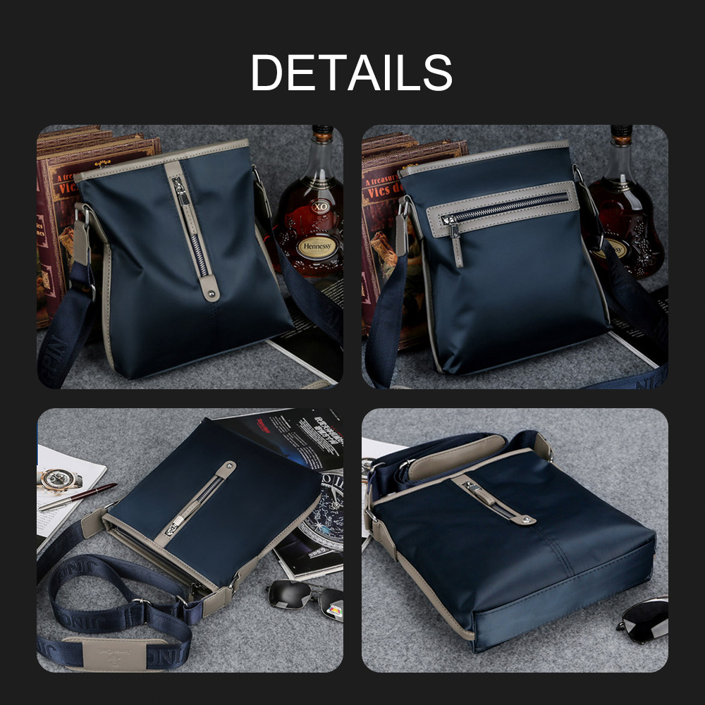 Whatna ショルダーバッグ メンズ メッセンジャーバッグ 縦型 B5 9.7インチipad収納可 オックスフォード布 防水 耐磨耗 ビジネスバッグ 小さい 斜めがけ バッグ 男性用 紳士用 黒 ブルー（8506） 2