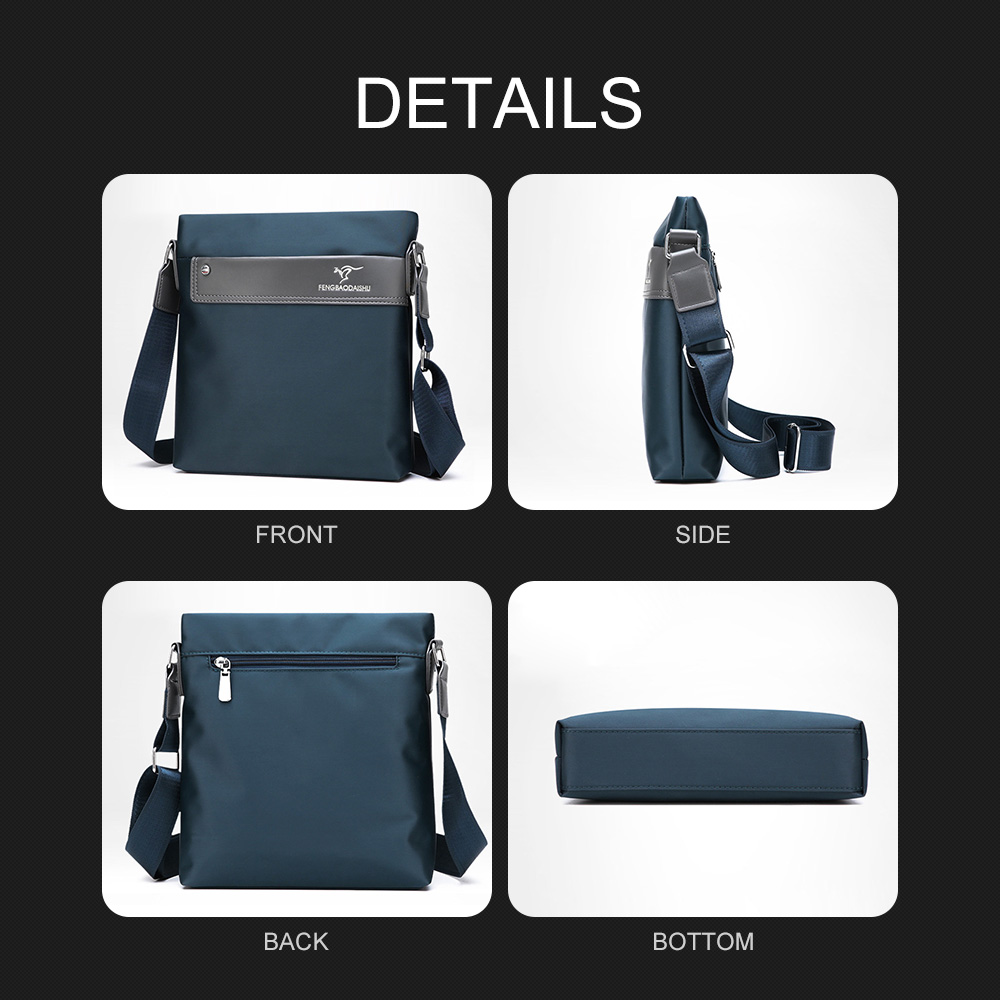 Whatnaショルダーバッグ メンズ メッセンジャーバッグ 縦型 B5 9.7インチipad収納可 オックスフォード布 防水 耐磨耗 ビジネスバッグ 小さい 斜めがけ バッグ 男性用 紳士用 黒 ブルー（6608#） 3