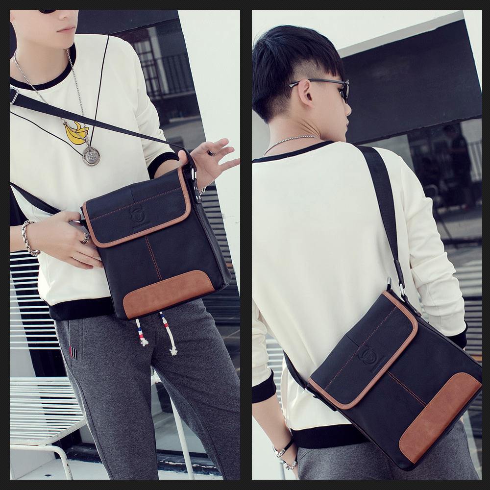 Whatna 牛革ショルダーバッグ メンズ メッセンジャーバッグ 縦型 小さめ ビジネスバッグ 9.7インチipad収納可 本 革通勤 通学 斜めがけバッグ オシャレ な シンプル な 実用 自転車 かばん男性用 ブラウン 黒（031） 5