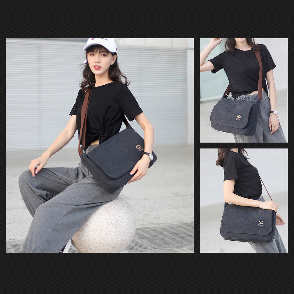 Whatna帆布 フラップ ショルダーバッグ メンズ バッグ A4 15センチpc収納可能 キャンバス メッセンジャーバッグ 斜め掛け通学 通勤鞄 軽量 実用 自転車 かばん男性用 138 5