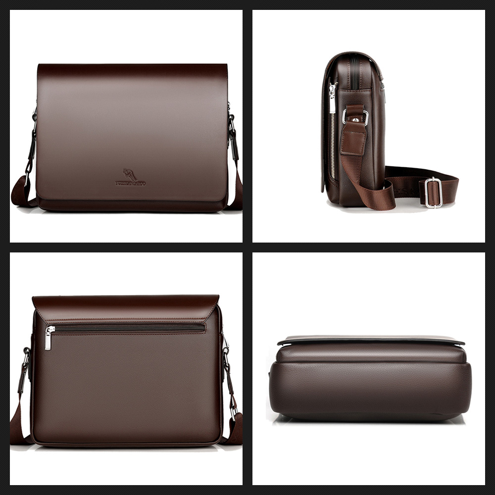 whatna フラップ ショルダーバッグ メンズ ビジネスバッグ 縦型  横型A4大容量 盗難防止 革 皮  フォーマル ビジネス 通勤 通学 カジュアル 斜めがけ バッグ メッセンジャーバッグ軽量 実用 自転車 かばん男性用 ブラウン 黒（HA-003） 4