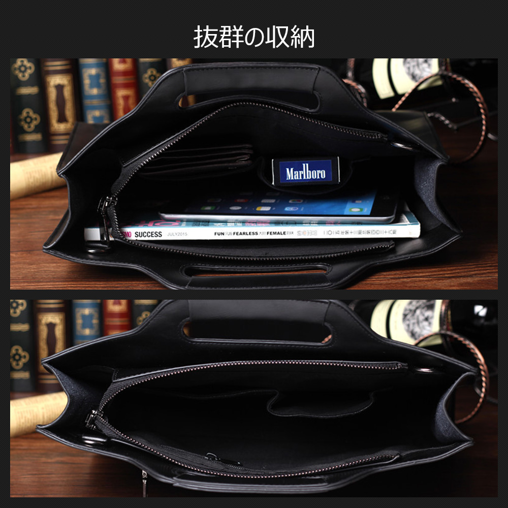 Whatna ビジネス バッグ メンズ 2way ショルダー 手提げ大容量 ブリーフケース 15インチPC 黒 ブラウン(616) 3