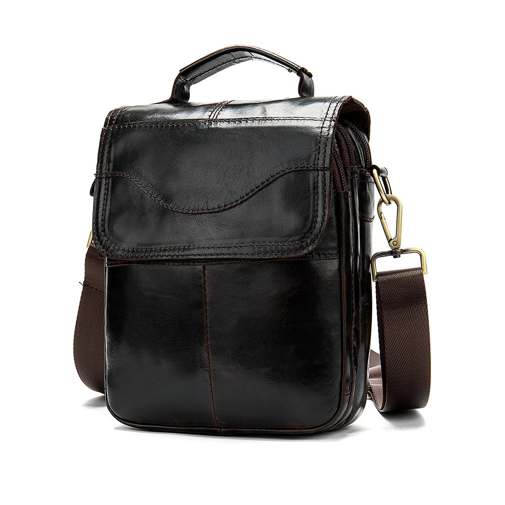 Whatna 2way牛革ショルダーバッグ メンズ 本革 斜め掛け 手提げ バッグ 縦型 小さめ ビジネスバッグ 9.7インチipad収納可 3室仕切 本 革通勤 通学 斜めがけバッグ オシャレ な シンプル な 実用 自転車 かばん男性用 ブラウン (8558) 3