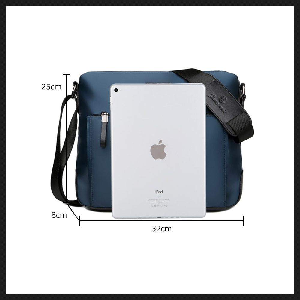 Whatnaショルダーバッグ メンズ メッセンジャーバッグ 横型 A4 オックスフォード布 防水 耐磨耗 ビジネスバッグ 小さい 斜めがけ バッグ 男性用 紳士用 黒 ブルー（k1088） 2