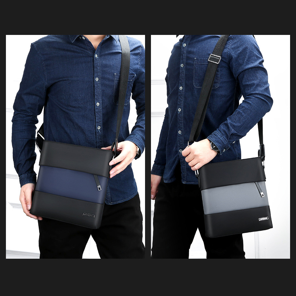 Whatnaショルダーバッグ メンズ メッセンジャーバッグ 縦型 B5 9.7インチipad収納可 オックスフォード布 防水 耐磨耗 ビジネスバッグ 小さい 斜めがけ バッグ 男性用 紳士用 黒 ブルー（eq-715） 7